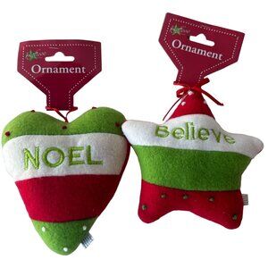 Set of 2 Greenbrier International, Inc. Noel & Believe Christmas Ornaments (NEW)